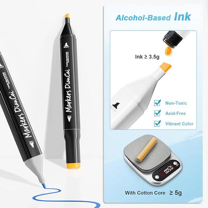 Alcohol Markers, 80 Colors Dual Tip Art Markers For Adults, Coloring Painting School Supplies Sketch Drawing Marker For Students Drawing and Coloring