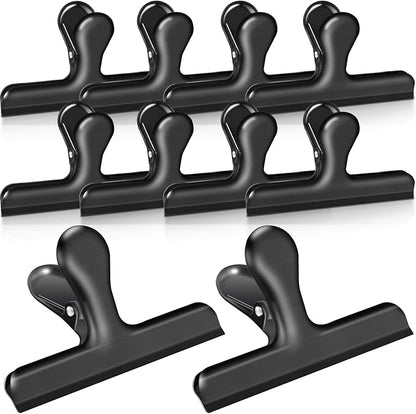 Bag Clips, 10 Pack Stainless Steel Chip Clips for Food, 4.7'' Extra Large Food Clip Heavy Duty Snack Clamp Clip for Office Kitchen Home, Black