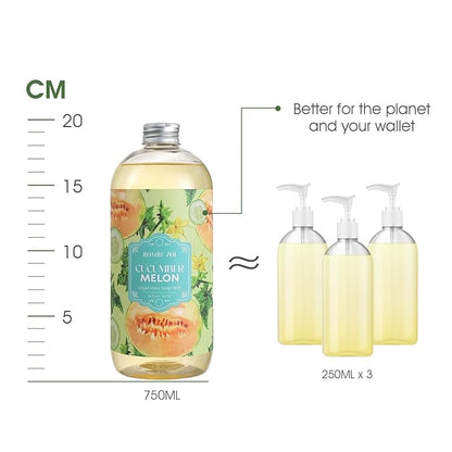 ROMIIE ZOI Liquid Hand Soap Refills Gift Set – Cucumber & Melon Scent – 3 x 26 Fl Oz Bottles – Plant-Based, Non-Toxic, Eco-Friendly & Moisturizing Formula – for Bathroom, Kitchen & Home Gifting