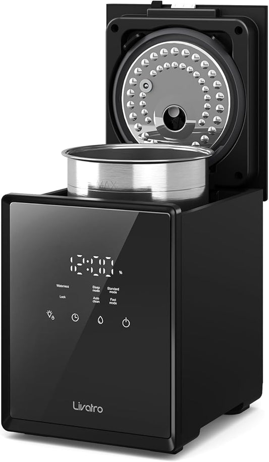 Stainless Steel Humidifier, 3L Warm Mist Humidifier, Easy Clean with Warm Steam Humidifier, Healthy Air Mist Humidifiers for Bedroom Living Room, with Sleep Mode and Auto-off Setting