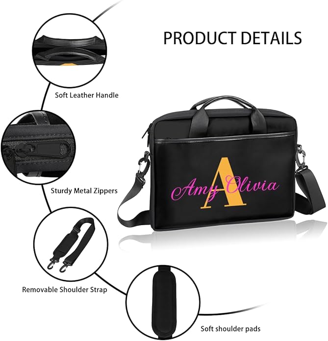 Custom-Laptop-Bag 15 Inch with Name Photo Personalized-Computer-Shoulder-Case Briefcases for Women Men Business