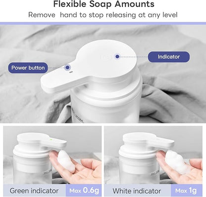 Automatic Soap Dispenser Touchless, Rechargeable Foam Hand Soap Dispenser for Bathroom, Soap Pump for Kitchen, Water-Resistant, Xmas Gift 10oz