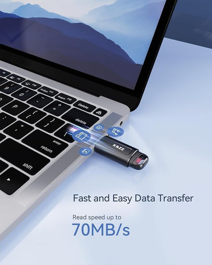 K&ZZ USB 3.0 Flash Drive 128GB Memory Stick Plug and Play USB Thumb Drive Push-Pull Cover USB Storage Data Transfer for Work/Business/Daily