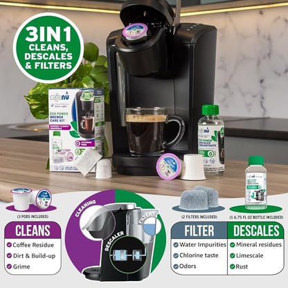 Keurig Compatible Descaling Solution Cleaner and Descaler Kit. 2 Uses Descaling Solution, 3 Cleaning Pods and 2 Filter Replacement. 3 Months Maintenance Kit. For Keurig 1.0 & 2.0