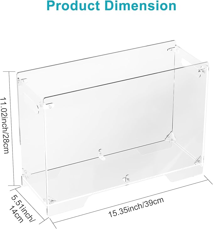 Clear Hanging File Folder Box - for Legal Size - Sturdy Vertical Acrylic Magazine Rack Desk File Organizer with Handle, Transparent Storage Bin for Office Classroom, Assembly Required