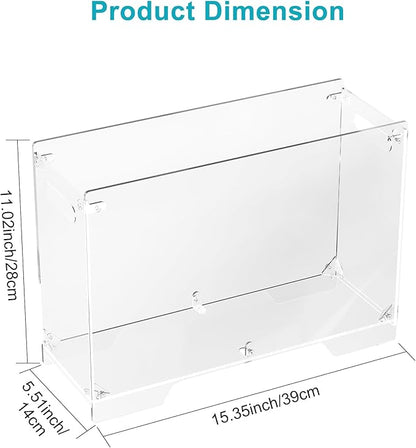 Clear Hanging File Folder Box - for Legal Size - Sturdy Vertical Acrylic Magazine Rack Desk File Organizer with Handle, Transparent Storage Bin for Office Classroom, Assembly Required