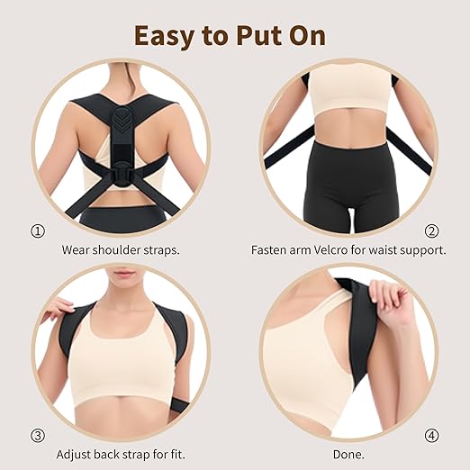 Posture Corrector for Women & Men – Adjustable Upper Back Brace for Posture Support, Breathable Back Straightener & Shoulder Brace for Neck, Spine, and Clavicle Pain Relief
