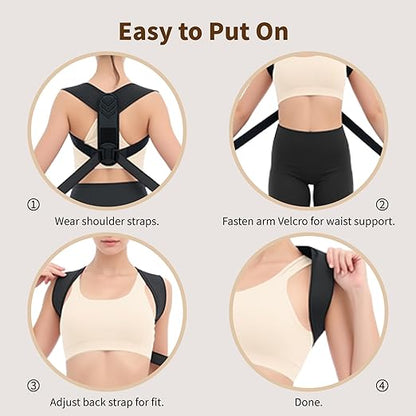 Posture Corrector for Women & Men – Adjustable Upper Back Brace for Posture Support, Breathable Back Straightener & Shoulder Brace for Neck, Spine, and Clavicle Pain Relief