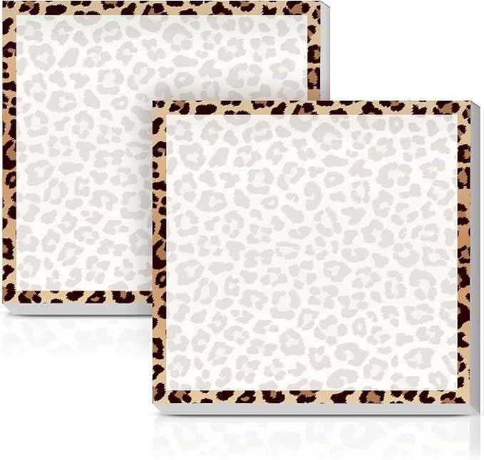 Sticky Notes 3x3 Inches, 2 Pack Cute Colorful Bright Self-Stick Note Pads, Easy to Post for Home, Office, Notebook, Meeting Cute Yellow Leopard