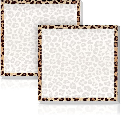 Sticky Notes 3x3 Inches, 2 Pack Cute Colorful Bright Self-Stick Note Pads, Easy to Post for Home, Office, Notebook, Meeting Cute Yellow Leopard