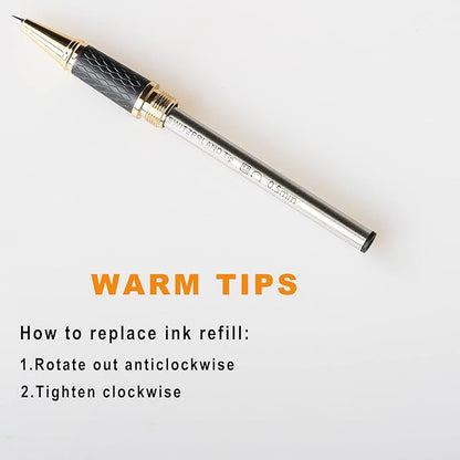 Stunning Luxury Rollerball Pen with 24K Gold Trim,Switzerland Tip with Black Ink Refills,Perfect Roller Ball Point Pen Gift for Men Women,Fancy Writing Set for Business,Fog Chromium