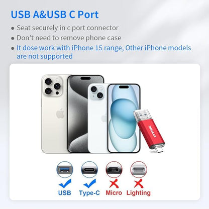 Thkailar 1TB USB C Flash Drive for MacBook and Android Phones,Thumb Drive with USB A and USB C for PC,Laptop,Portable External Storage for Pictures,Videos and Music