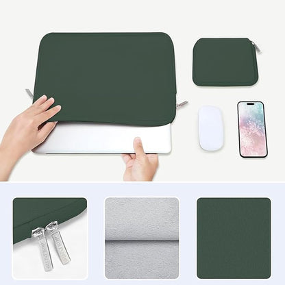 MOSISO Laptop Case 13 inch, 13 inch Laptop Sleeve Bag Compatible with MacBook Air 13 M4 M3 M2 M1 2025-2018 / Pro 13 M2 M1 2025-2016, Neoprene Computer Sleeve Bag with Small Case, Midnight Green