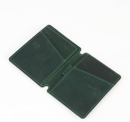 CLOUD Wallet Slim Minimalist — Magnetic Closure, Lightweight Design, Quick Access Pull Tab - Top Grain Leather Front Pocket Wallet (Green)
