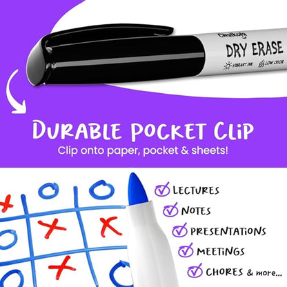 Chalkola Dry Erase Markers Fine Tip (15 Pack, 12 Colors) | Thin Point Dry Erase White Board Pens - Non toxic, Low Odor Whiteboard Markers for Kids, Teachers, Office, School, Classroom Supplies