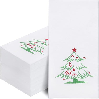 Supernal 100pcs Christmas Napkins Disposable - Christmas Tree Paper Napkins - Linen Like Holiday Napkins - Party Dinner Napkins Disposable Guest Towels for Bathroom Kitchen Christmas Party Decor