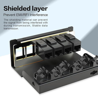 6Port Patch Panel CAT6 Keystone Patch Panel Shielded Network Patch Patch with Smart Cable Management for Home/Office Network (1U 6Port, CAT6)