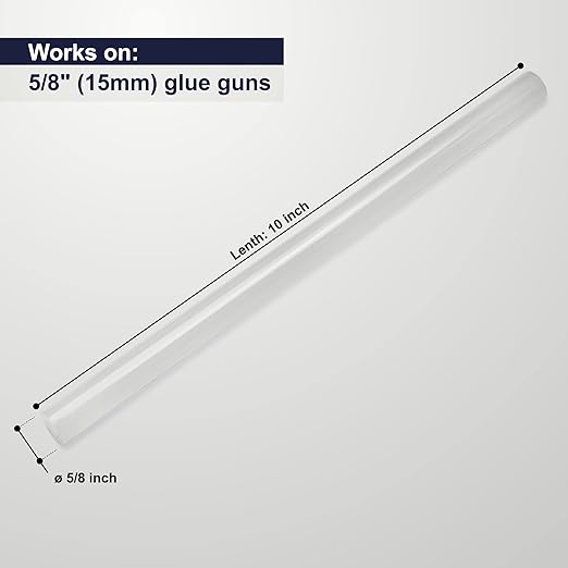 ASA 5/8" x 10" Long. Clear Hot Melt Glue Sticks. All Purpose. High Temp, Good for Toy, Ornament, Plastic, Wood, Fabric, Ceramic, Craft, Carton, and Fabric, 25 lbs (Approx. 283 Sticks)