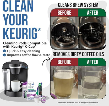 Keurig Compatible Cleaning Pods. 8 Rinse Pods Cleaner Kit. Eco Friendly, Removes Stale Coffee Residue & Stains. Keurig 1.0 & 2.0 Coffee Makers.