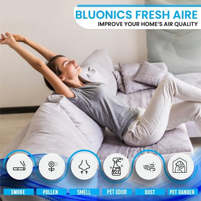 Bluonics Fresh Aire Water Air Washer, Air Revitalizer & Freshener with 4 Fragrance Bottles, 7-Color LED Night Light & White Noise Feature