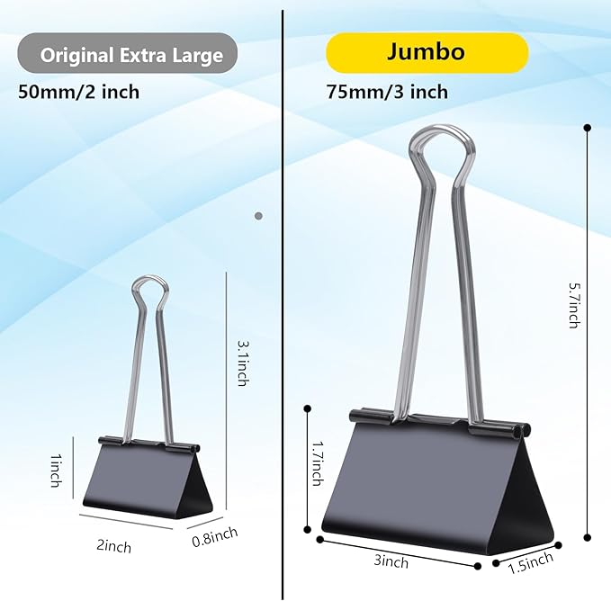 Ufmarine Jumbo Binder Clips 3 inch (36 Pcs), Extra Large Binder Clips Giant for Office Supplies