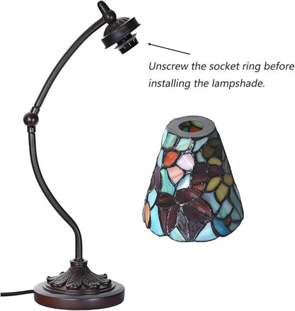 Bieye L10893 Maple Leaves Tiffany-Style Stained Glass Swing Arm Desk Lamp, 19-inch Tall