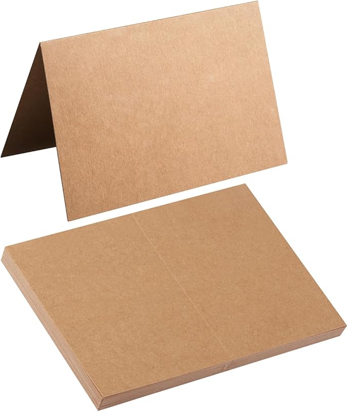 50 Pack Blank Cards Folded Cardstock Thank You Blank Greeting Cards for Invitations, Wedding, Greeting Cards, All Occasion DIY (Brown, 4x6)