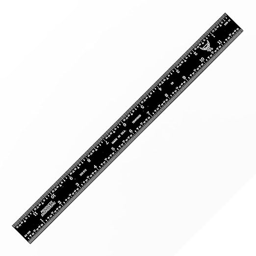 PEC Tools 12-Inch Rigid Stainless Steel Mechinist Ruler, High-Contrast Black Chrome Finish, 3R Graduation (1/32", 1/64", 1/10", 1/50"), Trusted by Professionals, Made in USA