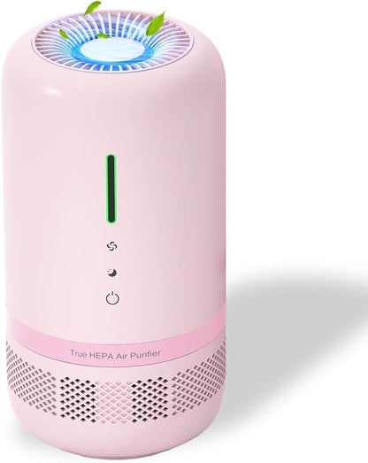 Air Purifiers for Home,HEPA Air Purifier for Room up to 960ft²,Air Purifiers for Odor,Dust,Quiet Air Cleaner for Office,Living Room,Bedroom,Kitchen,Type-C Charging,Included Adapter,Pink 1 Pack