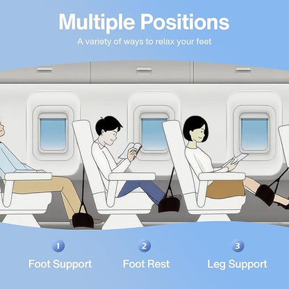 Airplane Foot Hammock, Portable Airplane Footrest to Relax Feet, Adjustable Foot Hanger for Long Trip Home Office, Travel Essentials, Navy