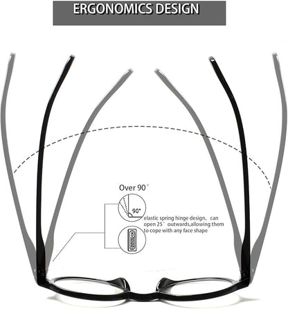 Kerecsen 6 Pack Vintage Round Reading Glasses for Women & Men Blue Light Blocking, Spring Hinge Design, Reading & Office Use