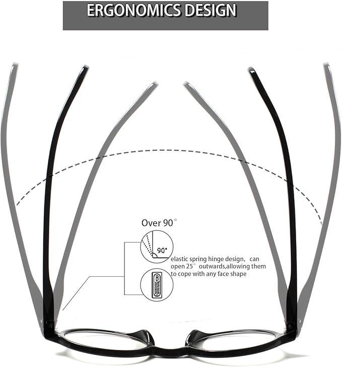 Kerecsen 6 Pack Vintage Round Reading Glasses for Women & Men Blue Light Blocking, Spring Hinge Design, Reading & Office Use