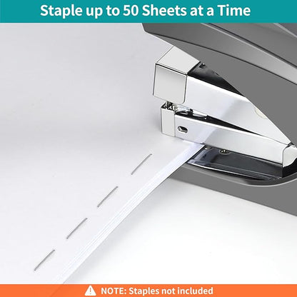 AFMAT ES10 Effortless Stapler for Desk, 50 Sheet Desktop Stapler, Ergonomic Office Staplers, One Finger Touch Stapling, Built-in Staple Remover, Portable & Space Save Size, Good for Home & Office