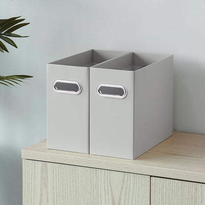Oterri Cardboard File Organizer Box for Hanging File Folders Letter Size,File Box for Computer Desk,File Cabinet,Working Home,Office,Classroom (Grey, Letter Size - 4 Packs)
