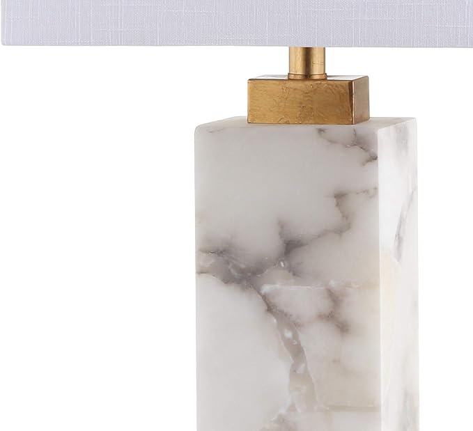 JONATHAN Y JYL6201A Elizabeth 27.5" Alabaster LED Table Lamp Coastal Contemporary Bedside Desk Nightstand Lamp for Bedroom Living Room Office College Bookcase LED Bulb Included, White/Gold Leaf