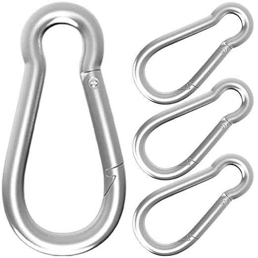 4PCS M14 Spring Snap Hook Carabiner,5.5IN Heavy Duty Galvanized Steel Carabiner Clip, 1350LBS Holding Capacity Spring Clips for Hammock Swing Outdoor Travel