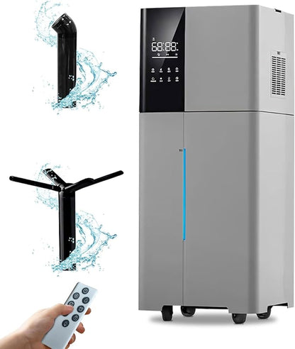 Humidifier Large Room,26L/6.8Gal Whole House Humidifiers for Home 3000 sq.ft,1800ml/H Cool Mist Humidifier Baby, Top Fill Humidifiers for Bedroom Plant with 360° Nozzle & Extension Tube,Grey