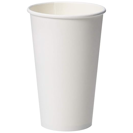Amazon Basics Compostable Coffee Cups, 16 Ounces, Paper, 500 Count (Pack of 1), White