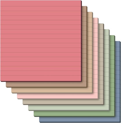 8 Pads Big Sticky Notes 11 x 11 Inch Lined Jumbo Large Sticky Notes for Wall,Giant Strong Power Memo Square Post for Office, 25 Sheets/Pad(Retro Color)
