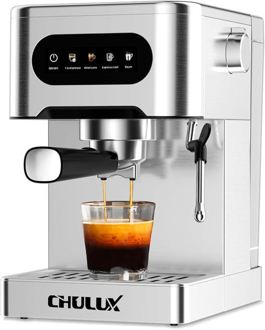 CHULUX Svvocàto Espresso Machine, Hot & Cool Espresso Maker with Milk Frother, Touchscreen Expresso Coffee Machine with 50oz Water Tank for Cappuccino, Americano