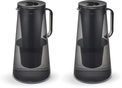 LifeStraw Home – Water Filter Pitcher, 10-Cup, Obsidian, BPA Free Designed for Protection Against Bacteria, parasites, microplastics, Lead, Mercury, PFAS and a Variety of Chemicals (Pack of 2)