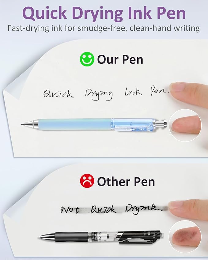 FIOVER Gel Pens, 6 Pcs 0.5mm Quick Dry Black Ink Pens, Fine Point Smooth Writing Pens, Retractable with Silicone Grip, High-End Cute Aesthetic Office School Supplies, Gifts for Women Men (6pcs black)