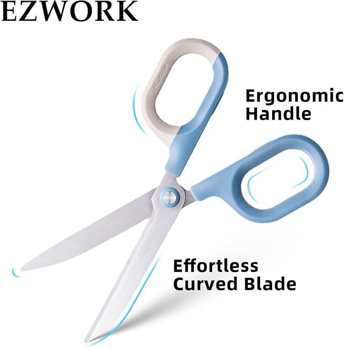 Multipurpose Scissors, Comfort-Grip Handles Sharp Scissors for Office Home School Craft Sewing Fabric Supplies (6", Blue)