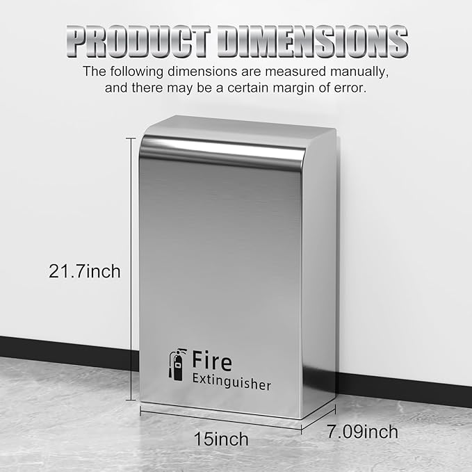 Fire Extinguisher Cabinet Floor Standing, Stainless Steel Fire Extinguisher Box, Suitable for Shopping Malls and Hotels, Can Accommodate Two 10 Pound Fire Extinguishers (Silver)