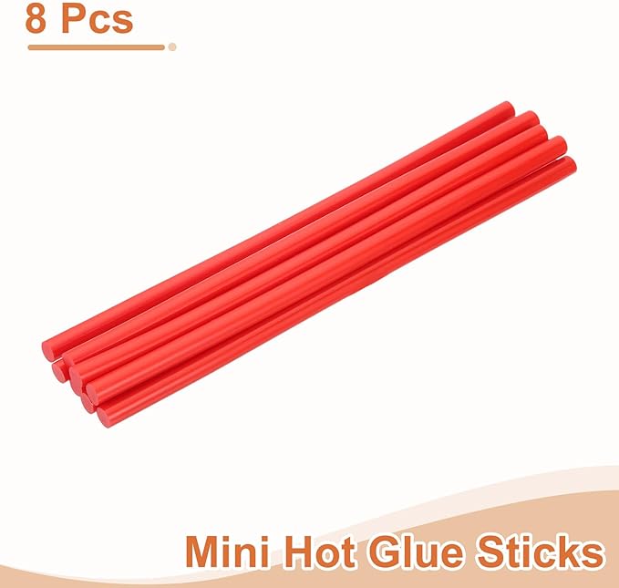 uxcell 8 Pcs Mini Hot Glue Sticks, 0.28" Dia x 7.87" Long EVA Glue Gun Sticks, Red Mini Hot Melt Glue Sticks for DIY Craft Sticky Projects