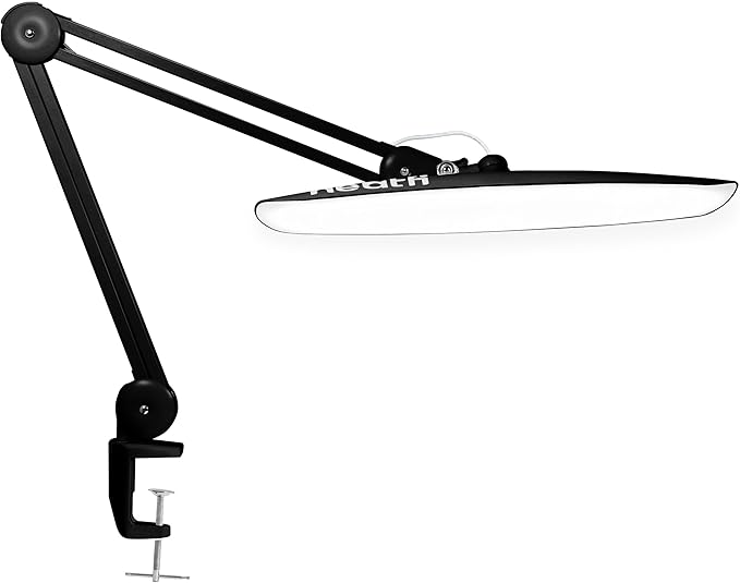 Neatfi XL LED Desk Lamp with Clamp, 2200 Lumens, 24W, 20-Inch Wide Head, Dimmable 4 Brightness Levels, Task Light for Home Office, Crafts, Workbench (Non-CCT, Black)