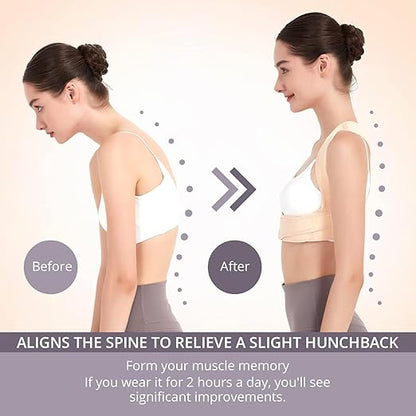 Posture Corrector for Back Support: Adjustable Shoulder Posture Brace for Men and Women (Beige, Large/X-Large)