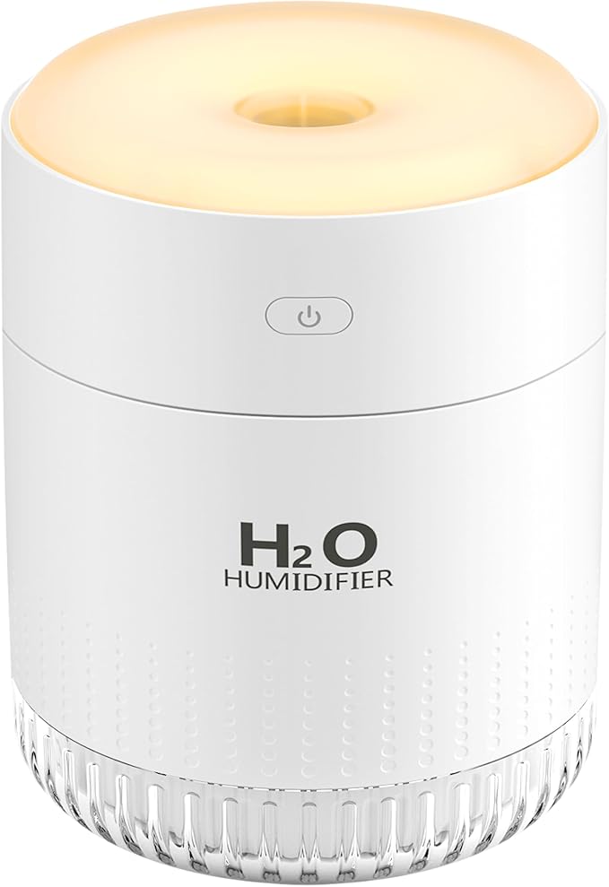 Plant Humidifiers, Portable Mini Humidifier, Rechargeable Personal Desktop Humidifier for Bedroom, Office, Nursery, Travel with Night Light,Auto Shut-Off,3 Filter(350ml,white)