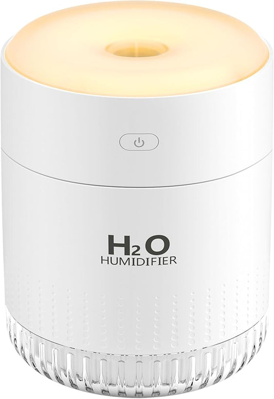 Plant Humidifiers, Portable Mini Humidifier, Rechargeable Personal Desktop Humidifier for Bedroom, Office, Nursery, Travel with Night Light,Auto Shut-Off,3 Filter(350ml,white)