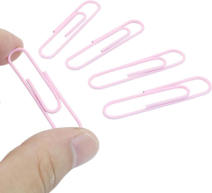 100Pcs 2 Inch Large Paper Clips, Light Pink Coated Jumbo Reusable Big Paperclips for Office School Home Document Organizing